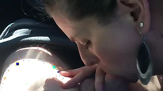 Head Slut Sucking cock roughly parking lot